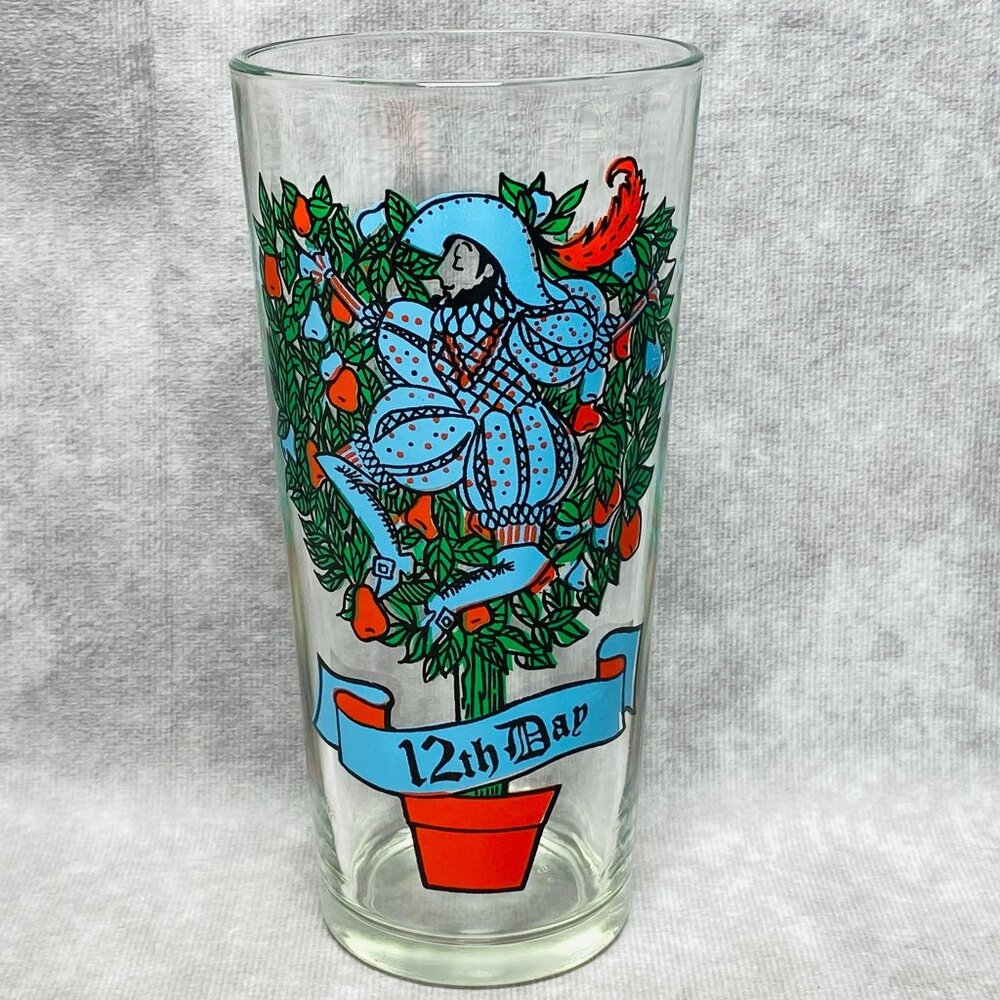 TS&T 12 Days Of Christmas 12th Day Lord-A-Leaping Glass 6.25" Tumbler 16oz